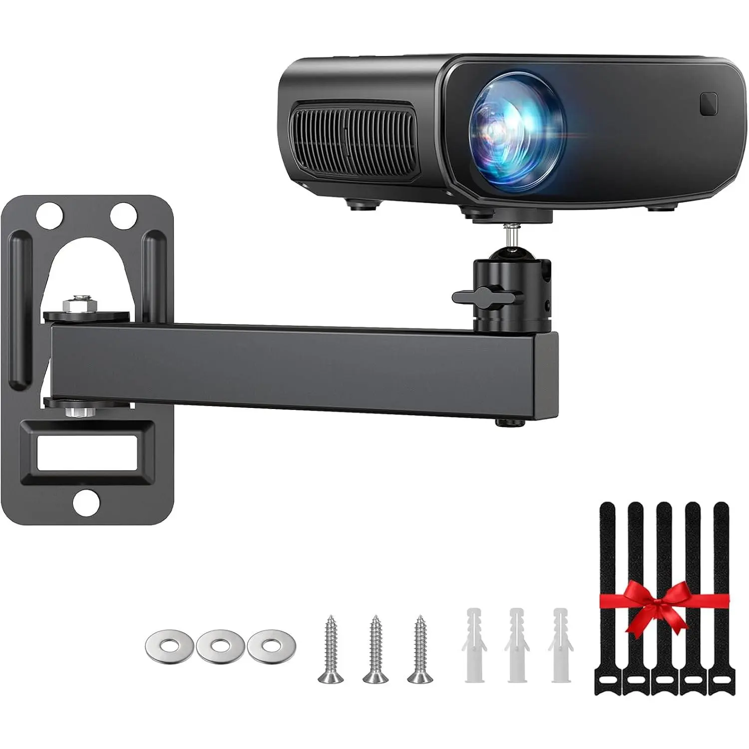 Mini Ceiling Wall Projector Mount Stand- Adjustable Tilt&Swivel  Projector Holder Wall Mount Hanger Rack Stand for Mini Projector with  Ties