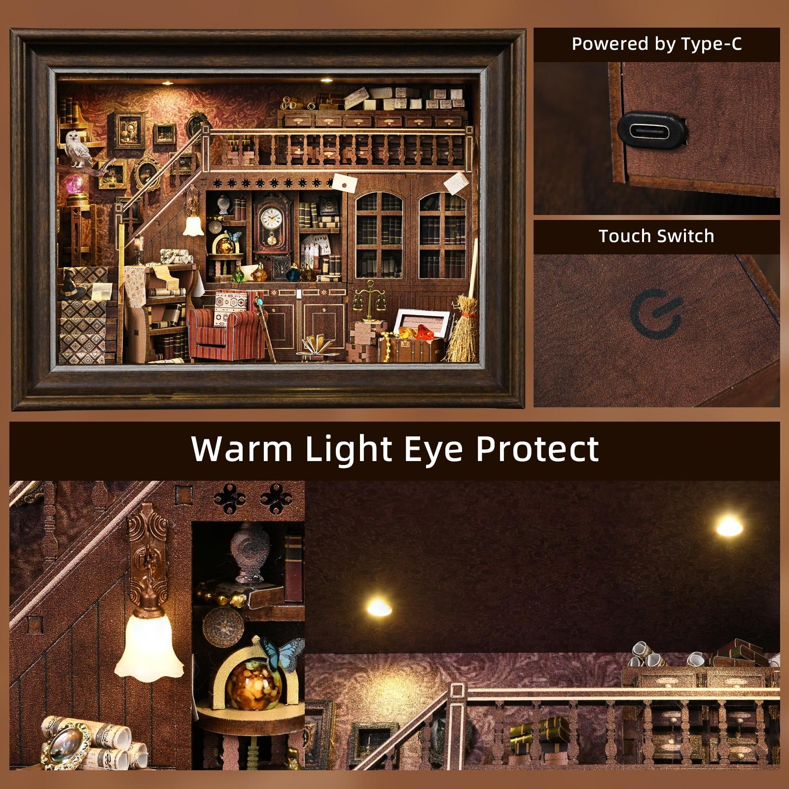 Book Nook Kit Secret Attic DIY 3D Wooden Puzzle, Bookshelf Insert Dollhouse Model, Bookend Building, Home Decoration, Photo Frame