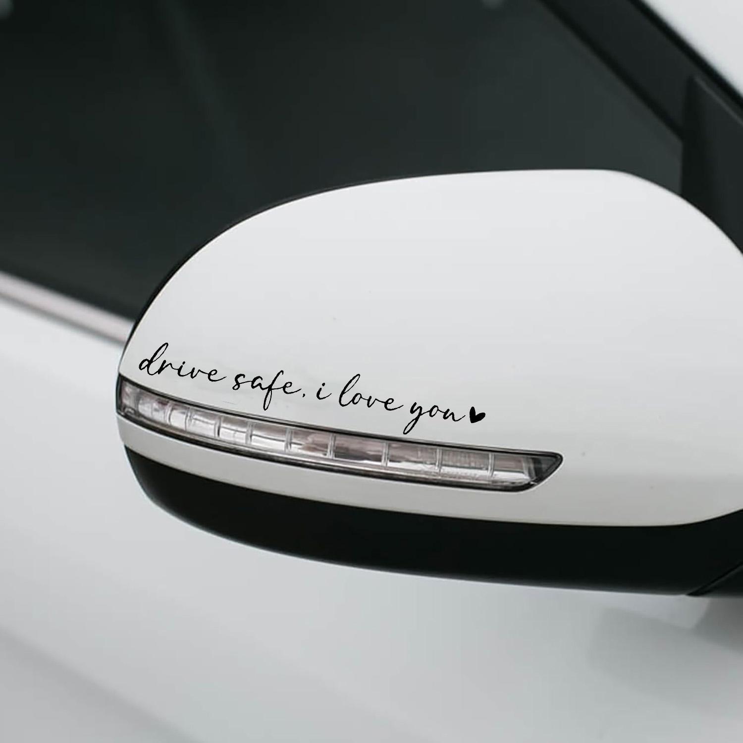 Drive Safe I Love You Mirror Decal Car Stickers, Rearview Mirror Sticker For Cars, Truck Decals, Car Decorations, Car Exterior Decoration Accessories, Car Interior Decoration Accessories, Vinyl Decal Sticker, Car Accessory, Automotive Decoration