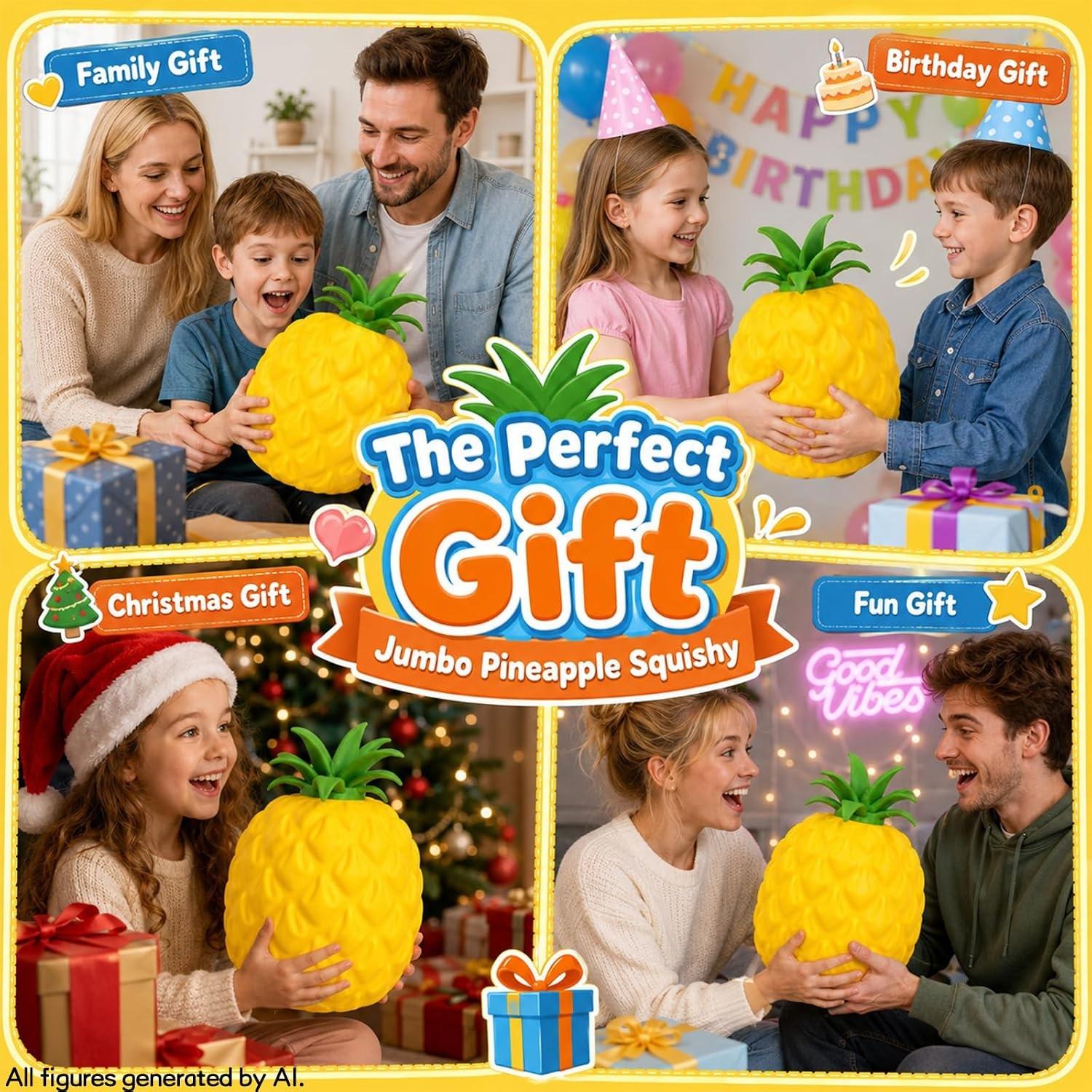 Cute Realistic Pineapple Squeeze Toy, Sensory Stress Relief Toy for Kids and Adults, Desk Decoration, Party Gift, Anxiety Relief, Soft Squishies