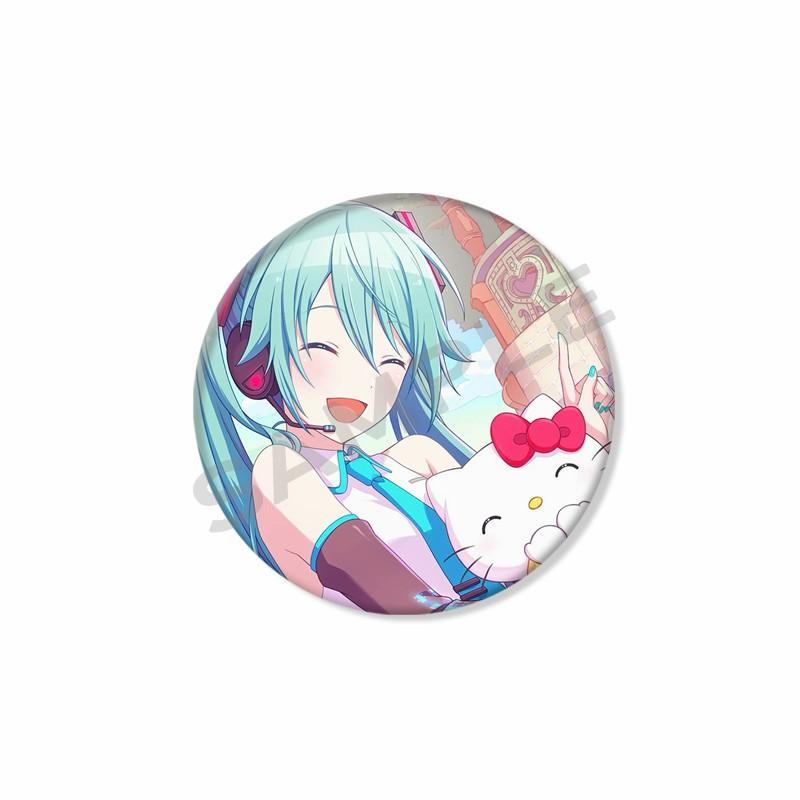 Kawaii Hatsune Button Pins Anime Cute Badges Handmade Round Brooches Lapel Pin Backpack Hat Accessories Miku Collectible Gifts