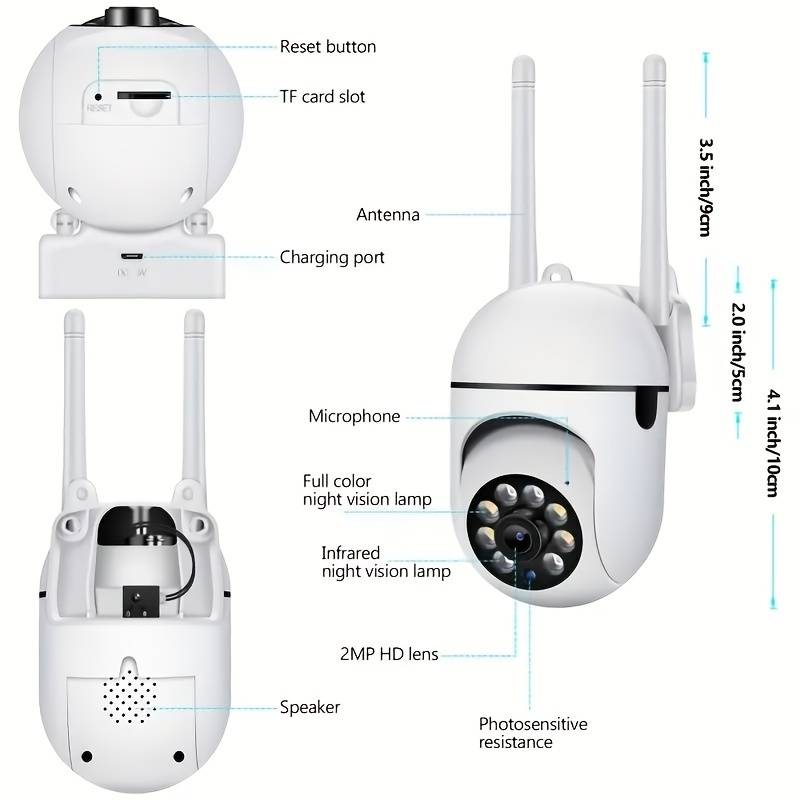 Wireless Security Camera, 355-Degree Rotation Security Camera with Auto Tracking, HD Night Vision Camera with Wireless Alarm, Two-Way Talk Indoor Monitor