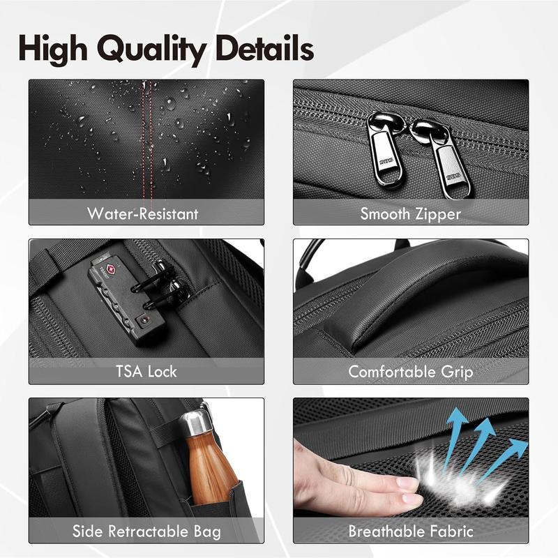 Kabaqoo Airback Vacuum Seal Compression Travel Backpack 60L Expandable Vacpack Water Resistant TSA Lock Airbag Black (Electric AirPump included)  travel accessories travel essentials Outdoorfun SpringStatements