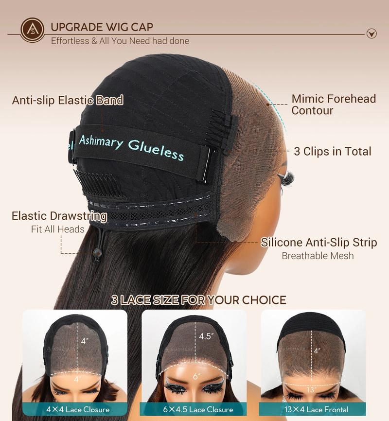 Ashimary 250% Density Glueless Ready To Go Wig- Pre Styled Side Part Body Wave Layer Cut 6x4.5 Lace Closure Bob Wig Invisi-Drawstring Ready to Go Short Bob Wigs Pre Everything Human Hair Wigs Pre Plucked Pre Cut For Black Women