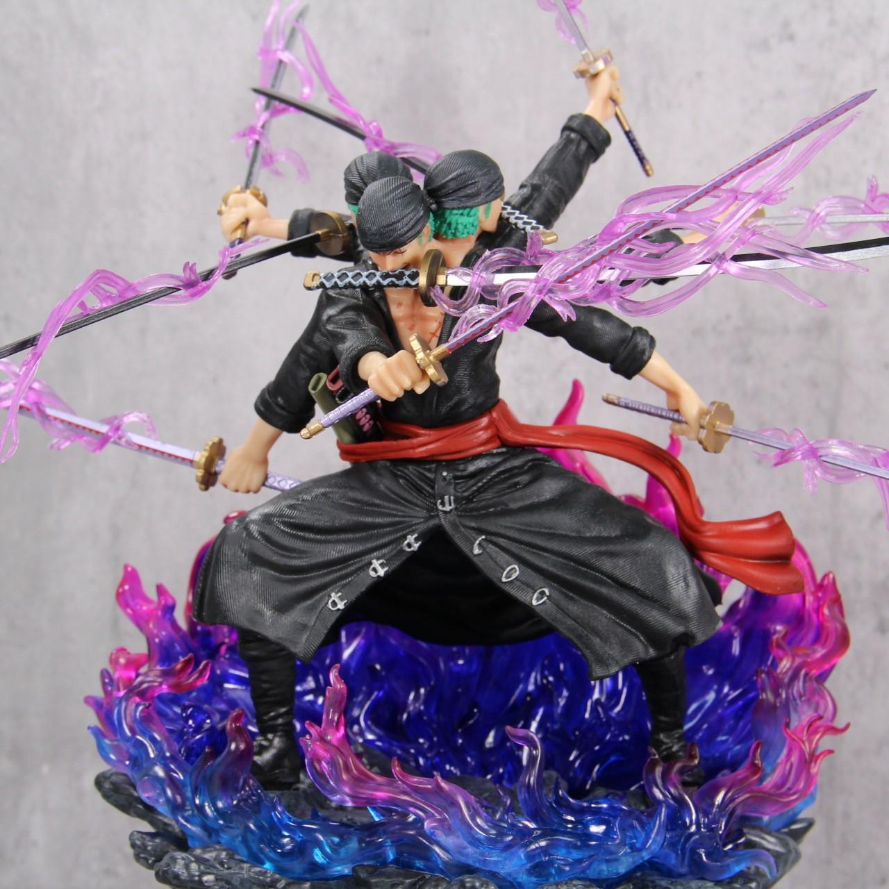 One Piece Zoro Nine-Blade Sword Figure Figurine Statue, Three-Head Six-Arm Asura Collectible Display, Perfect Gift for Boys, Anime Fan Favorite