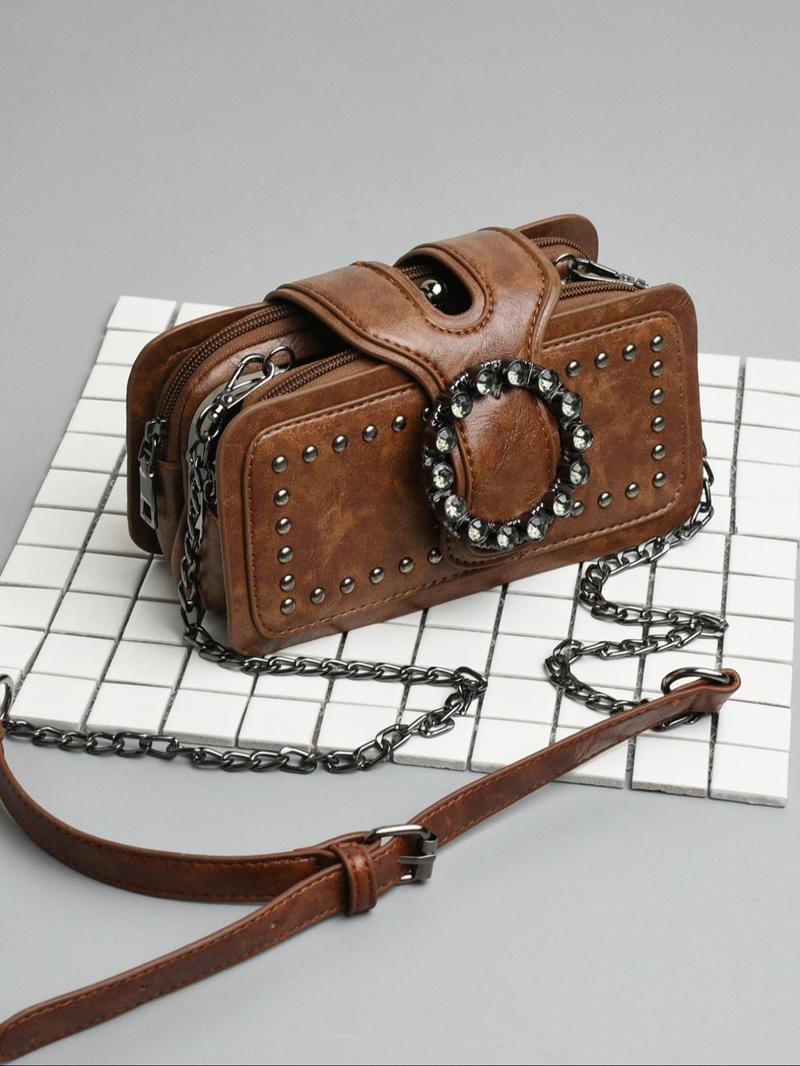 Women's Elegant Chain Strap Crossbody Bag, Fashionable Shoulder Bag for Daily Used, Casual Trendy Versatile High-quality Daily Commuting Bag, Adjustable Crossbody