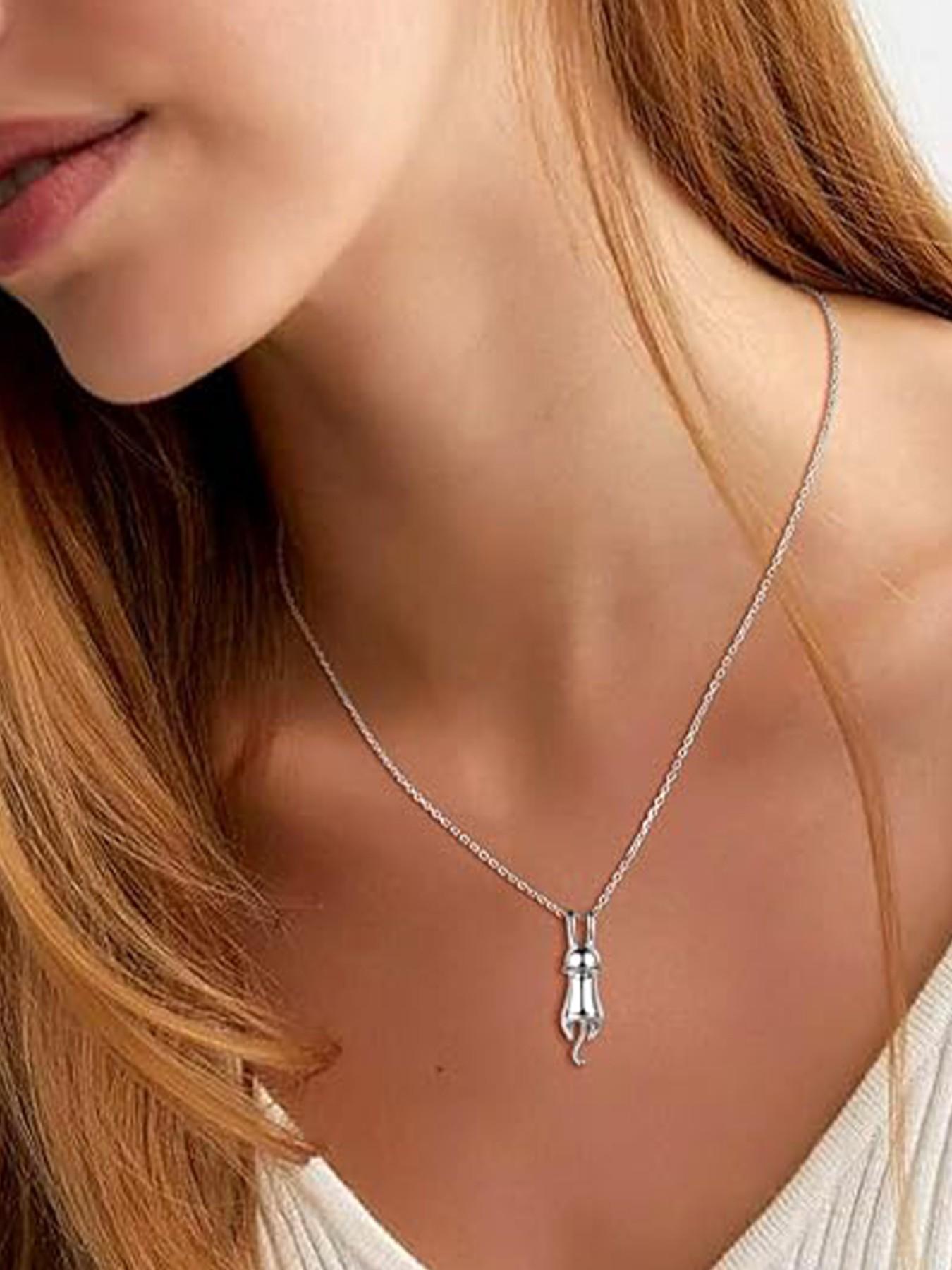 Cat Necklaces for Cat Lovers  Womens  Kitten Pendant Cat Collarbone Necklace