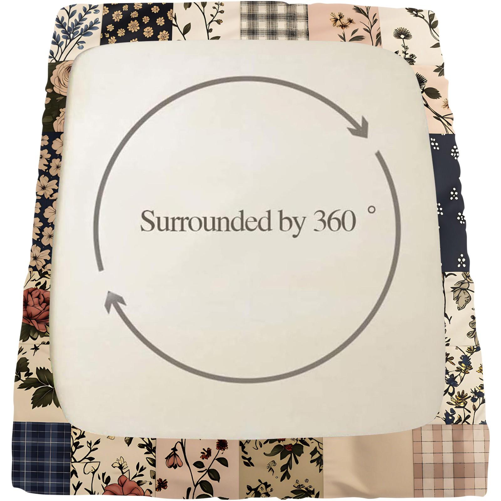 3PCS Vintage Patchwork Floral Plaid Fitted Bed Sheets Set, Soft Bedding Sets (1 Fitted Sheet + 2 Pillowcases),Soft Breathable Fabric,Deep Pocket Anti-Slip Design,HD Digital Printing,Retro Botanical All Season Bedding,Ins Style Bedroom Vibes