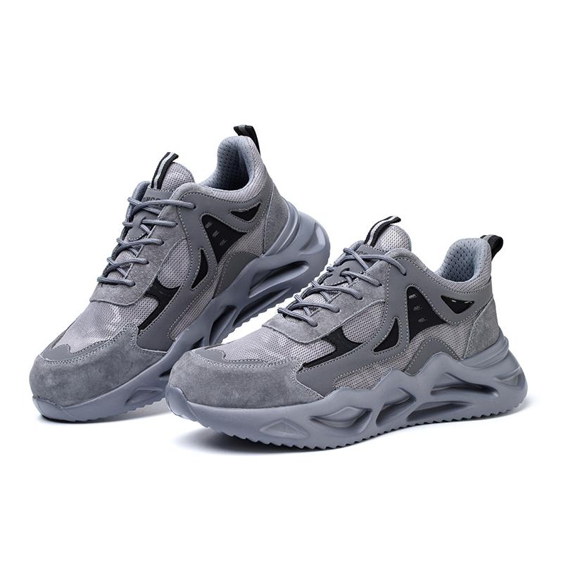 Not Afraid to Smash Men's Steel Toe Sports Non-Slip Work Shoes Grey Closed Breathable Mesh Anti-Smashing Anti-Piercing Shock-Absorbing Wear-Resistant Soft & Light Father's Day Gift Worker Footwear