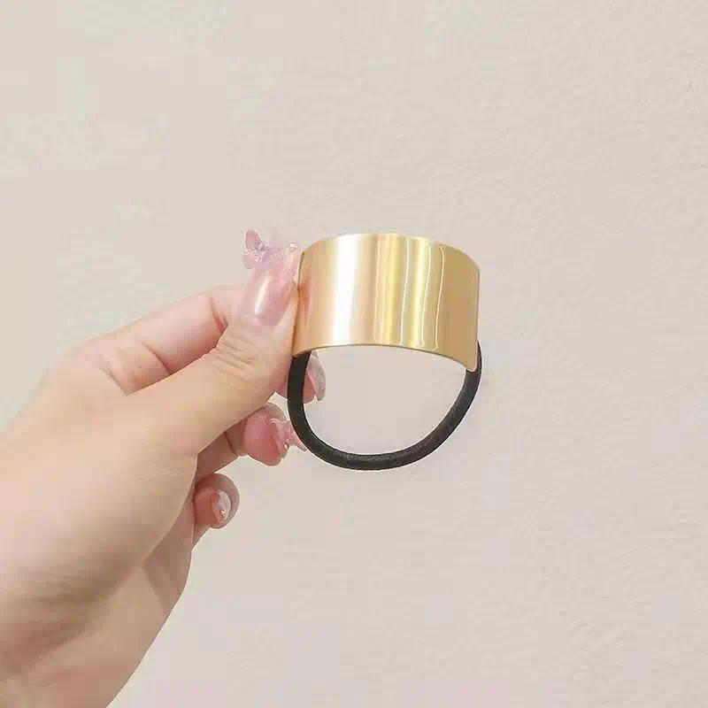Simple Metal Fashion Elastic Hair Bands Lady Geometric Hollow Gold Headwear Hair Rope Ties Women Hair Accessories