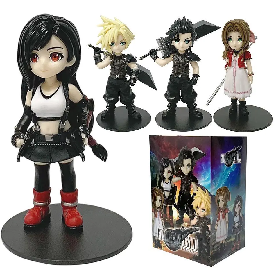 2026 Hot selling toys 4pcs PVC Action Figures - Final Fantasy VII Rebirth Japanese Anime & Manga Q-Version Models (Tifa Lockhart, Aerith, Cloud, Zack) - Classic Novelty Toy Gift for Anime Fans Internet-famous toy