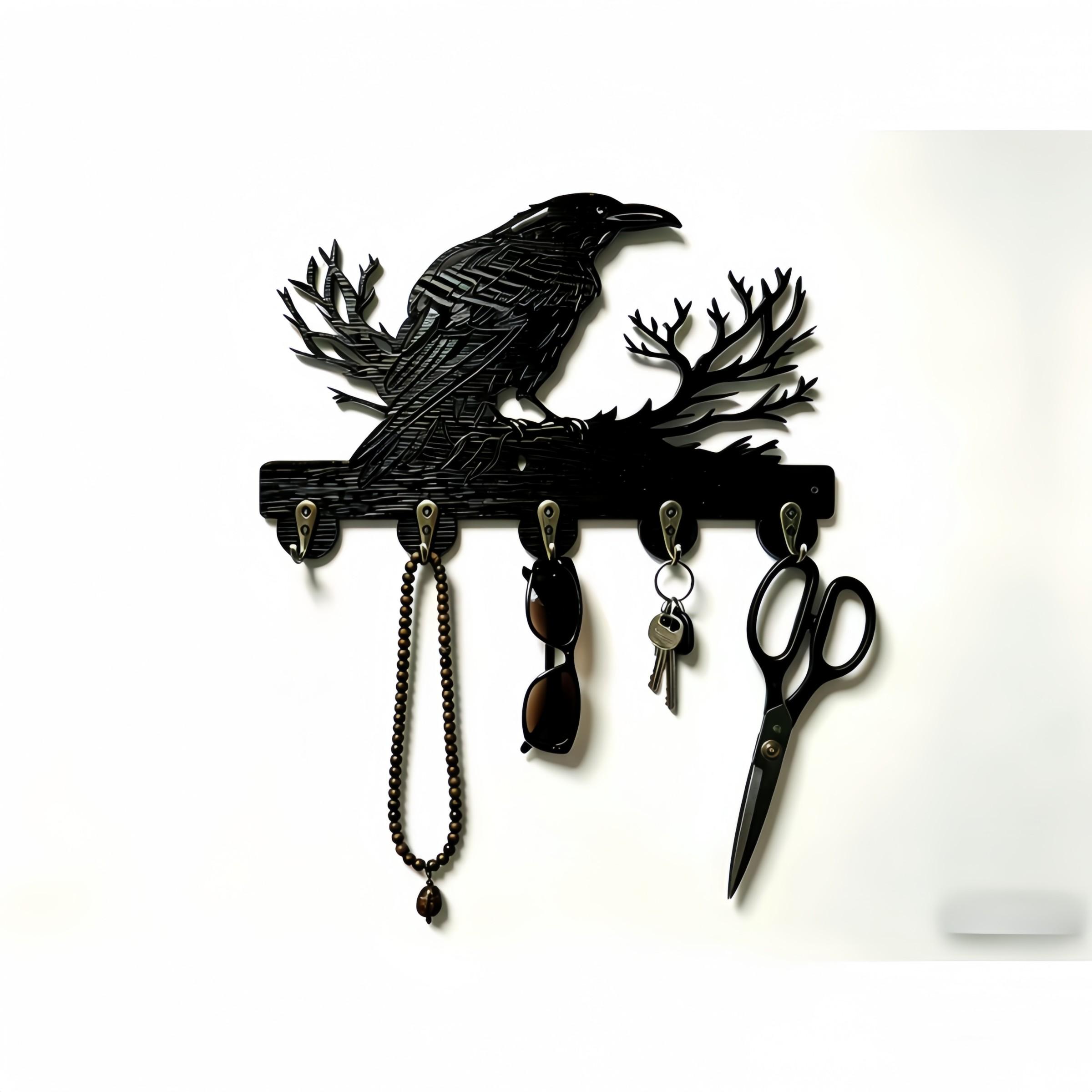 Creative Raven Theme Wall Hook, Perfect for Vintage and Industrial Styles, Hang Hats, Keys, Scarves, Bags, Masks, Organize Home Spaces