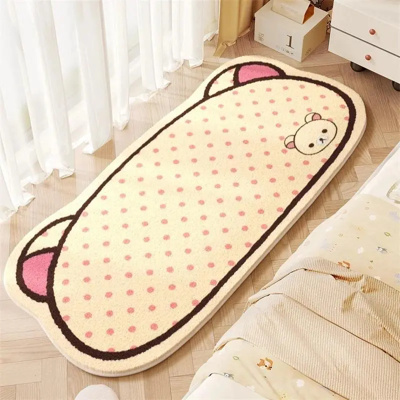 VIKAMA Kawaii Rilakkuma Soft Plush Rug Non-slip Cozy Floor Mat For Bedroom Kids Nursery Playroom Home Decor Birthday Gift