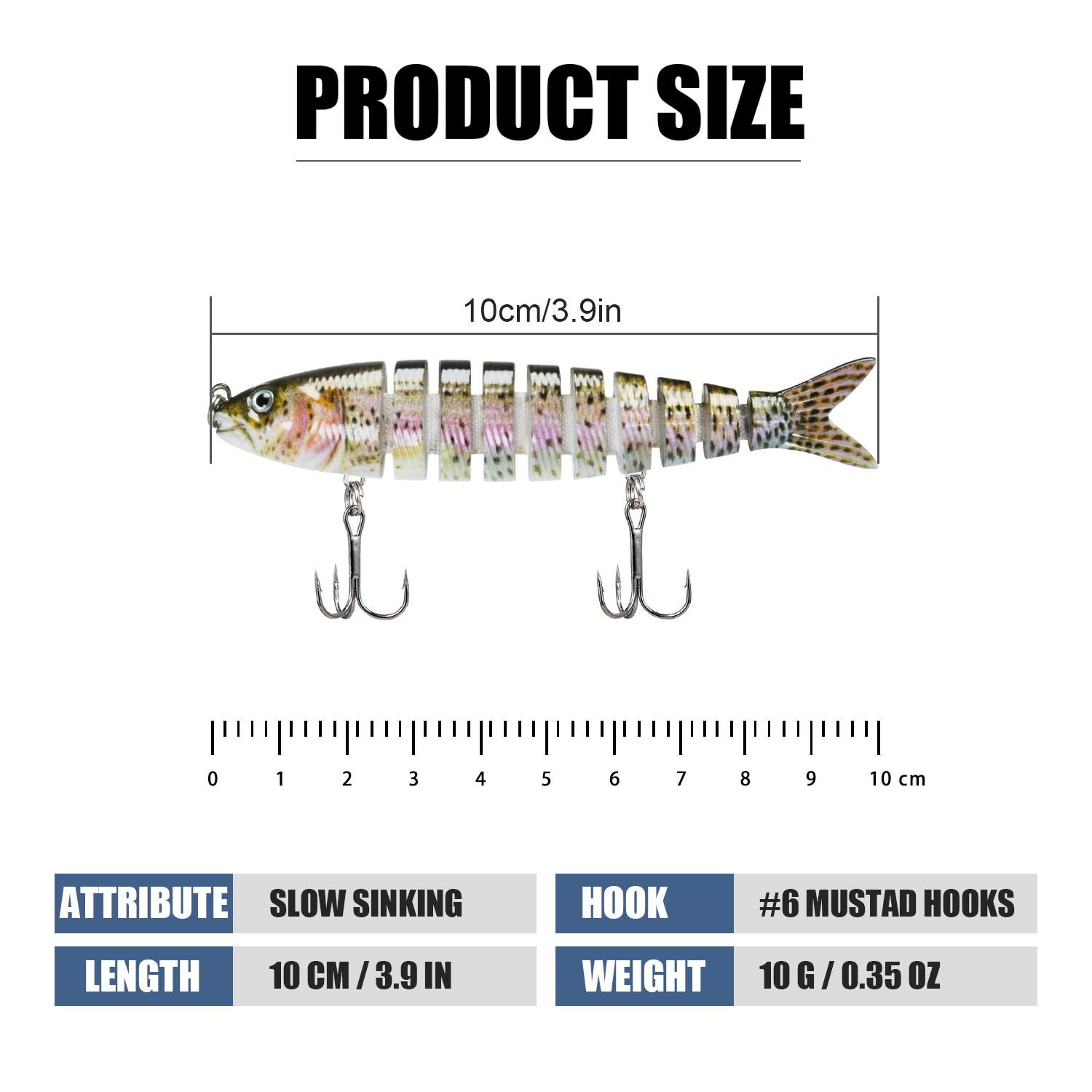 TRUSCEND Easy Catch SwimMax Lures with BKK Hooks 3D Realistic Eyes ABS Material 6 Segments for Bass Trout Walleye Ultra Sharp Treble Hooks Lifelike Fishing Baits