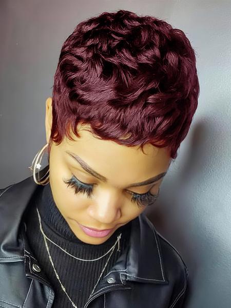 Short Pixie Cut Wigs Pixie Wig Black 99J 30# 4# Color Short Wigs for Women Short Curly Glueless Bob Wig Halloween Party Short Pixie Cut Wigs Pixie Wig Black 99J 30# 4# Color Short Wigs for Women Short Curly Glueless Bob Wig Halloween Party