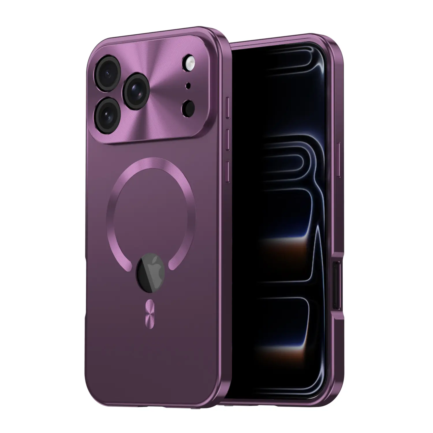 Shockproof Metal Frame iPhone Case - Magnetic Fit Polycarbonate Back, Tempered Glass Privacy Screen Protector, Lens Guard, Easy Installation, Aluminum Edge Cover for iPhone 16/17/18 Pro Max