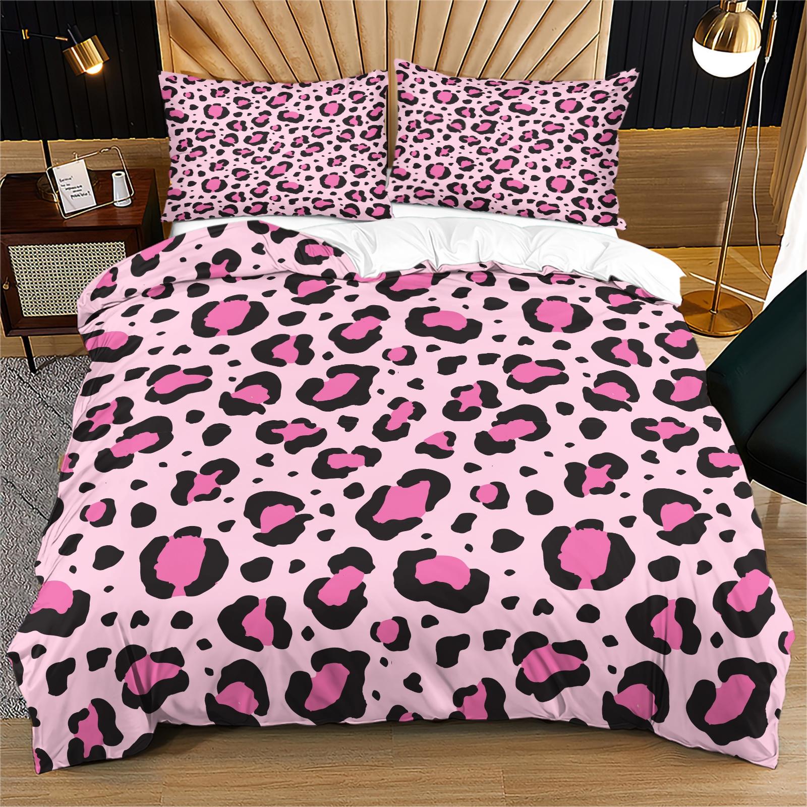 2/3 Pcs Vintage Leopard Print Duvet Cover Set (without Filling And Pillow Insert), High-Density Skin-Friendly Smooth Fabric, Deep Pocket Snug Fit, Versatile Bedding for Bedroom And Homestay