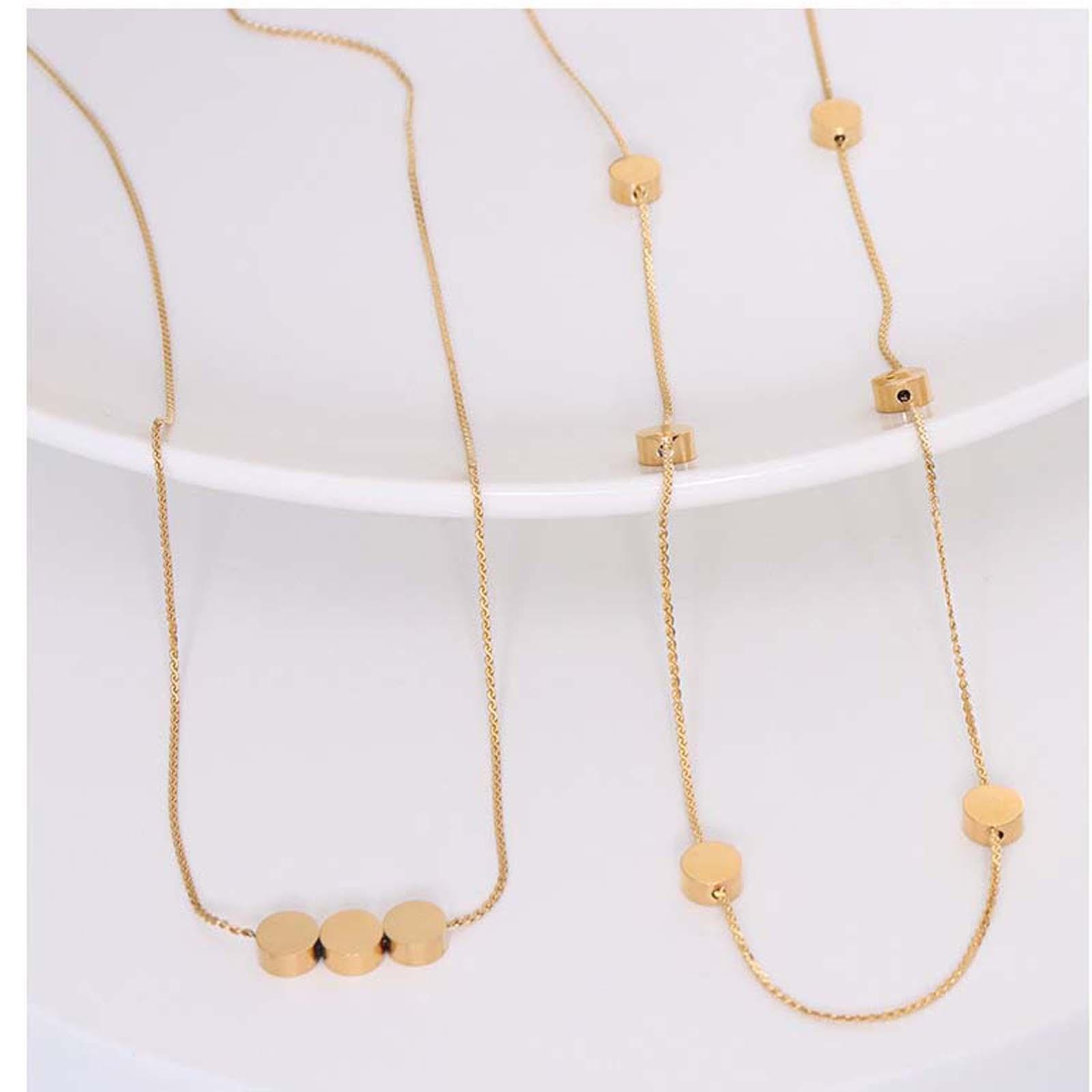Small golden bean clavicle necklace with adjustable size and multiple optional female jewelry