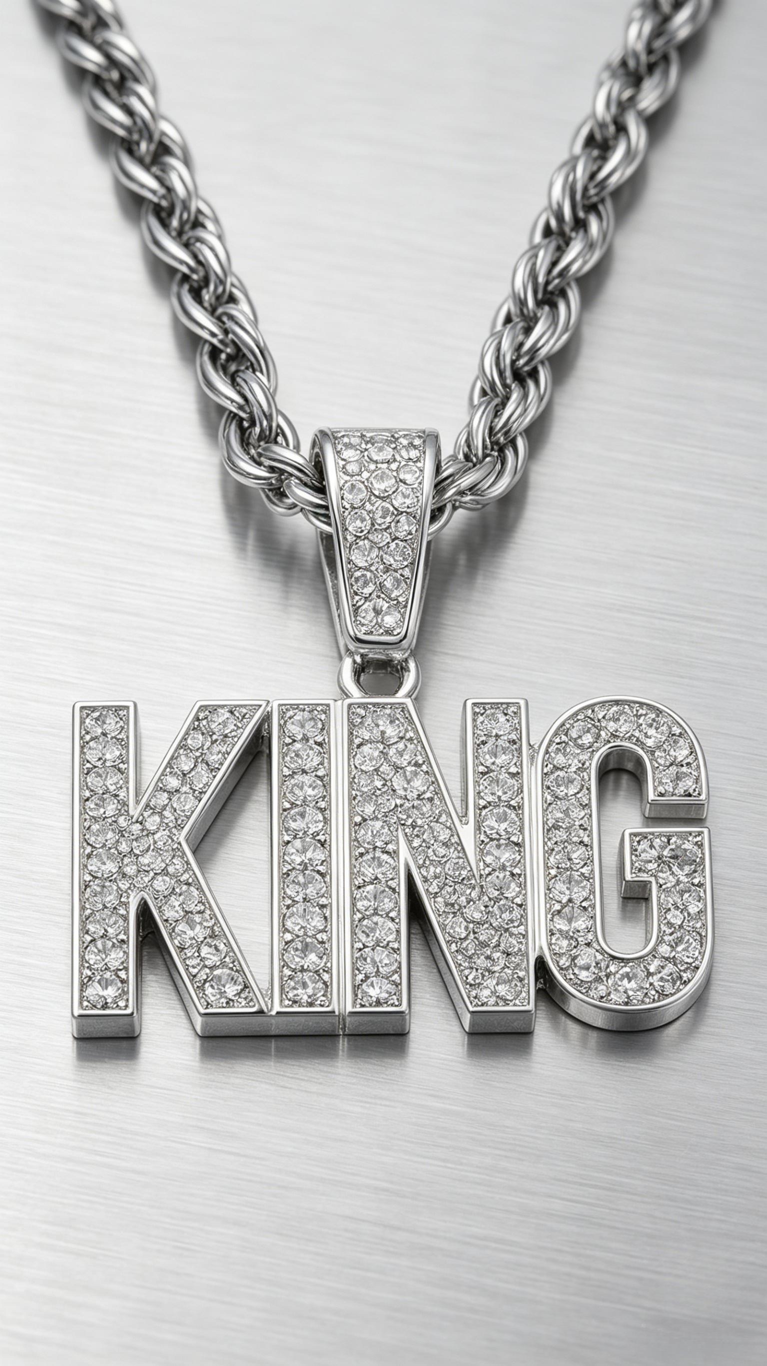 KING Pendant Necklace with Cuban Chain, Ideal for Hip Hop Lovers