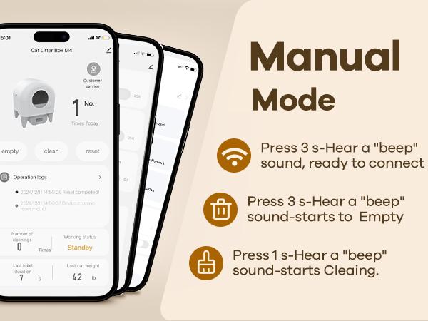 Self-Cleaning Cat Litter Box, 95L, App-Controlled, Safety Sensors, Washable Liner, 2 Rolls Garbage Bags