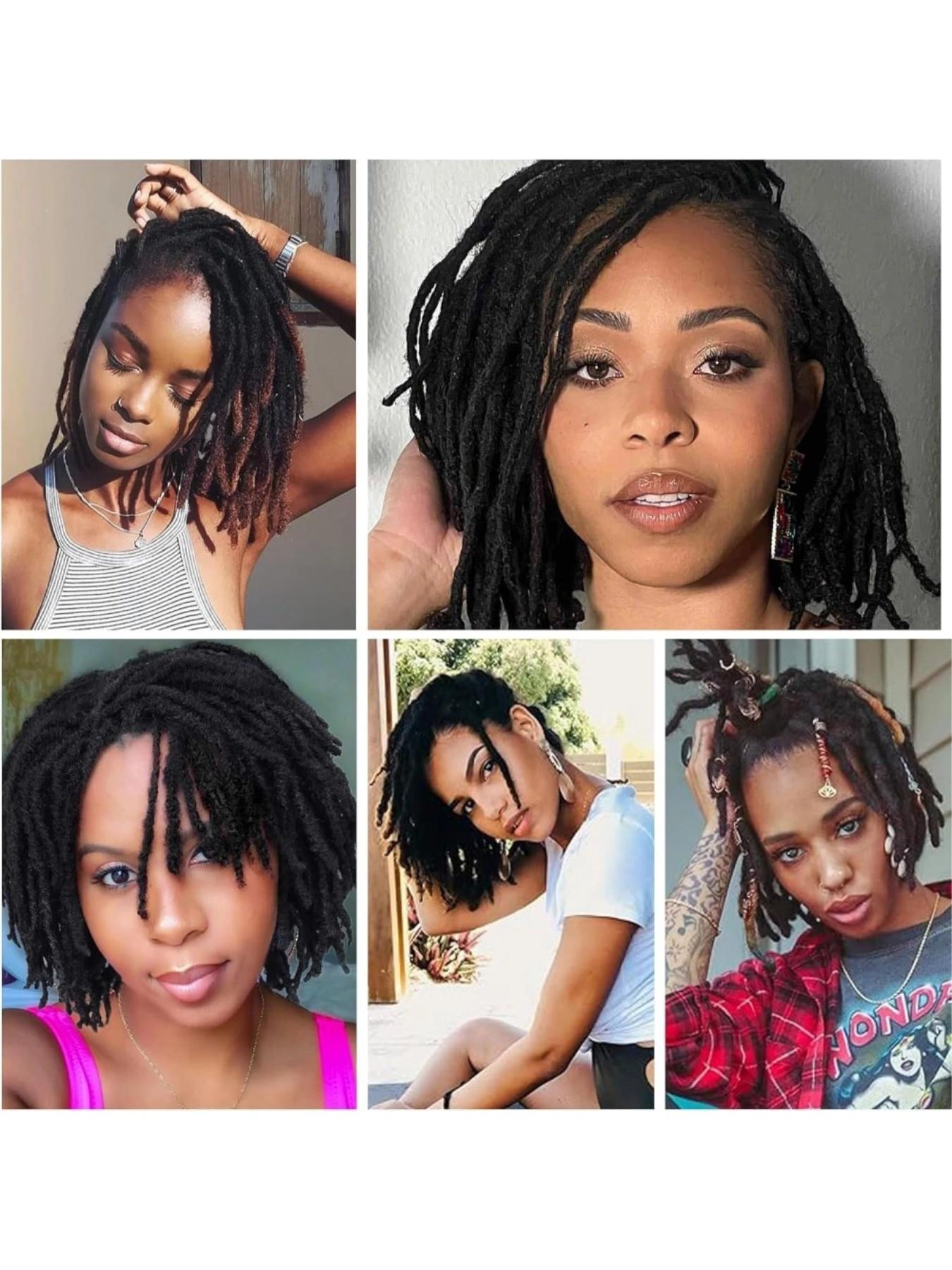 Human Hair Dreadlock Extensions Full Handmade Dreads Extensions Loc Extensions for Women/Men Can Be Dyed Curled Bleached (4-16 Inch 0.6cm 10-100 Strands)