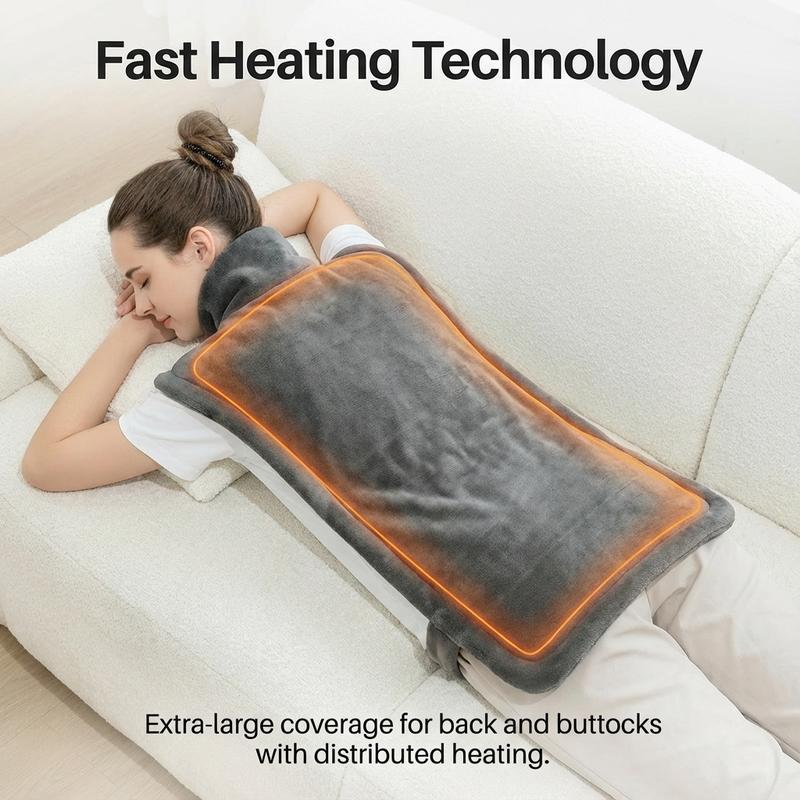 Large Electric Heating Pad for Back, Neck & Shoulders, 26" x 35" Soft Flannel Heating Pad with Adjustable Strap, Fast Heating, 6 Heat Settings, Auto Shut-Off, Machine Washable & UL Certified, Hot Compress Heat Pad Gift for Mom, Dad & the Elderly