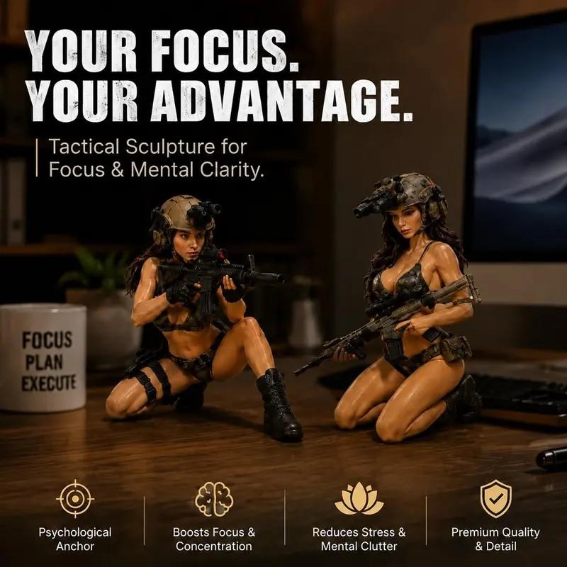 Tactical Female Soldier Resin Figurine, Military Collection Decor, Detailed Design, Perfect Gift for Collectors, Durable Material