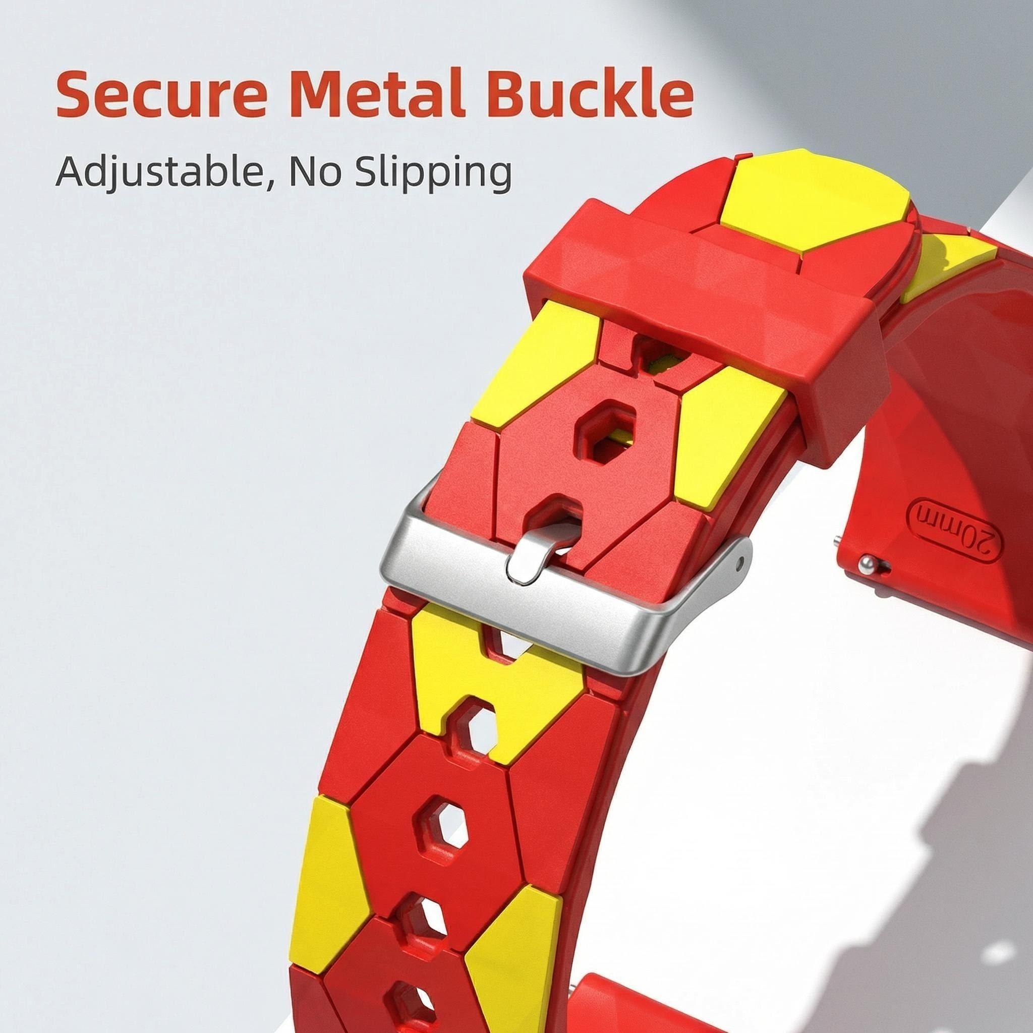 Football Style Silicone Watch Band, 20mm Universal Quick-Release, Soccer Texture, Stainless Steel Buckle, Compatible with Smartwatches