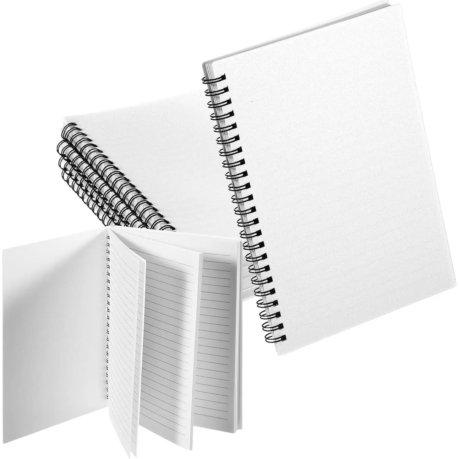 3 Pack White Lined Spiral Notebook A5 Journal Paper 5.9 x 8.3 Inches White Notebook 160 Pages 80 Gsm Thick Plastic Cover Hardcover Notepad  Cover for  Office Business