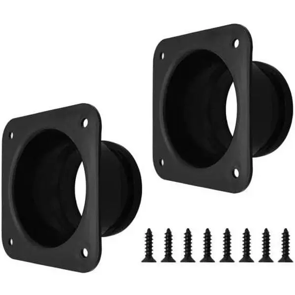 2 count 3 Inch Duct Connector Flange, ABS Plastic Wall Plate, Square to Round Straight Pipe Fitting for Heating, Cooling, Ventilation, Exhaust Fan, HVAC System, Dryer Vent, Black
