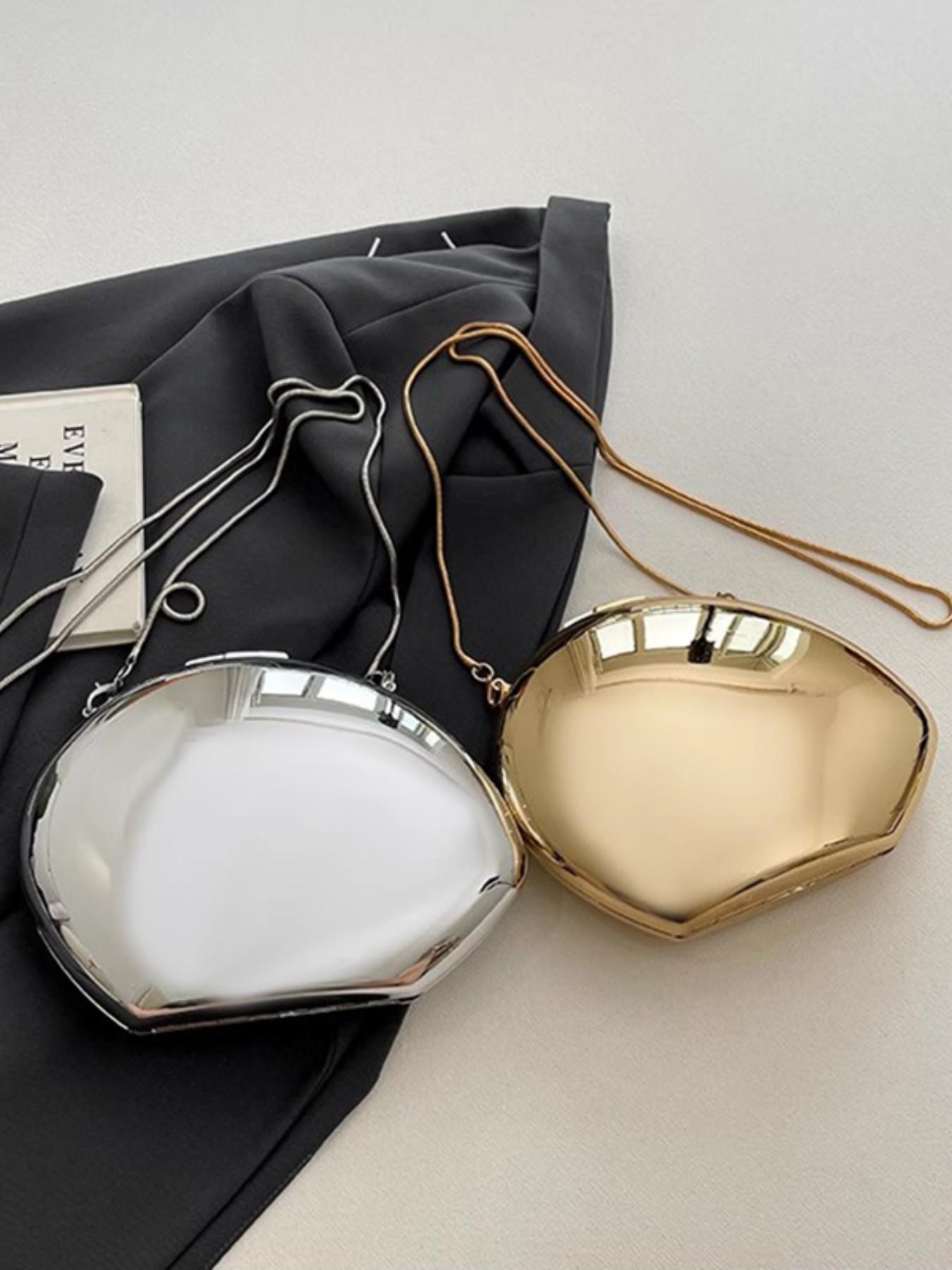 Egg-Shaped Acrylic Shiny Shell Box Bag, Party Handbag, Chain Crossbody Bag, Summer Commuter Lipstick Phone Bag, Fashion Evening Bag