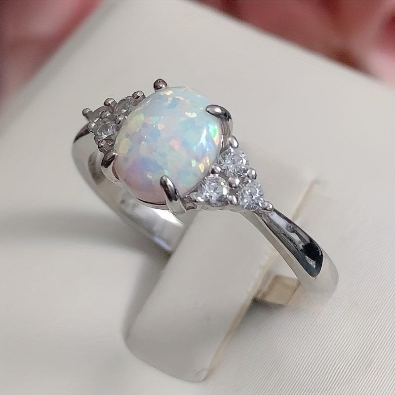 Classic and elegant oval inlaid imitation Australian treasure women's ring suitable for daily parties, banquets, engagements, women's jewelry gifts