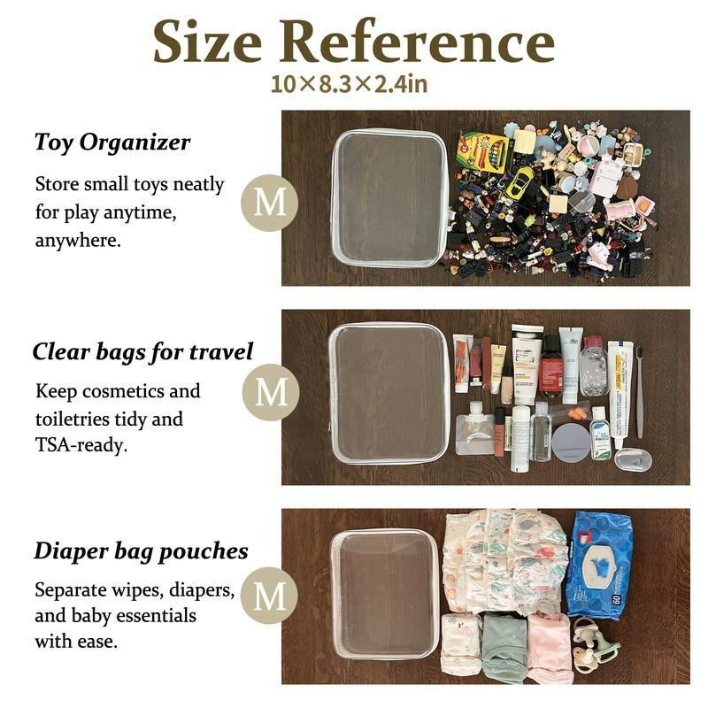 Piqola Clear Organizer Storage Box, Hard Zipper Case, PVC Plastic, Portable Travel Organizer, Makeup Jewelry Toy Storage, High Transparency