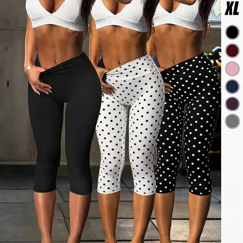 Women's Plain Quick-Dry Comfortable Sport Capri Pants, High Waist Stretch V-Back Workout Leggings, Ideal for Gym and Outdoor Activities, All Seasons, Gym Fitness Pants