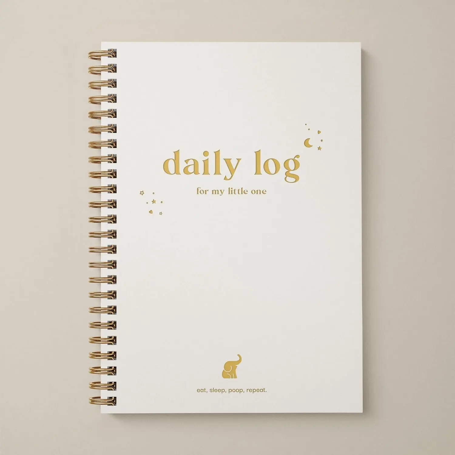 Baby Daily Log Book - Track Newborn Nursing, Sleep, Diaper & Milestones | A5 Hardcover Leather Journal | Perfect Gift for New Parents, Grandparents, Baby Shower, Nanny or Daycare (Beige/Gold)(Gift)