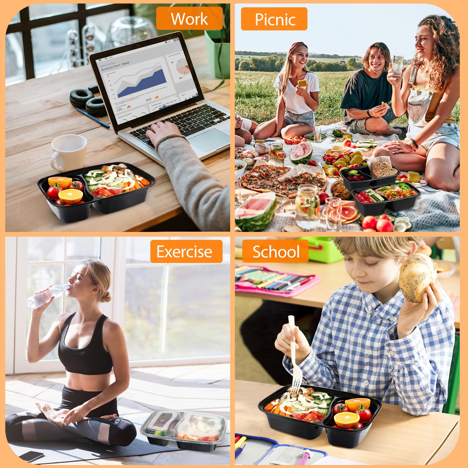 20 Pack Leakproof Meal Prep Container Food Storage Lids Stackable Disposable Food Containers Tray Food Clamshell Containers Clear Take Out Boxes with Lids Stackable Leakproof Microwave & Freezer Safe Meal Box Set