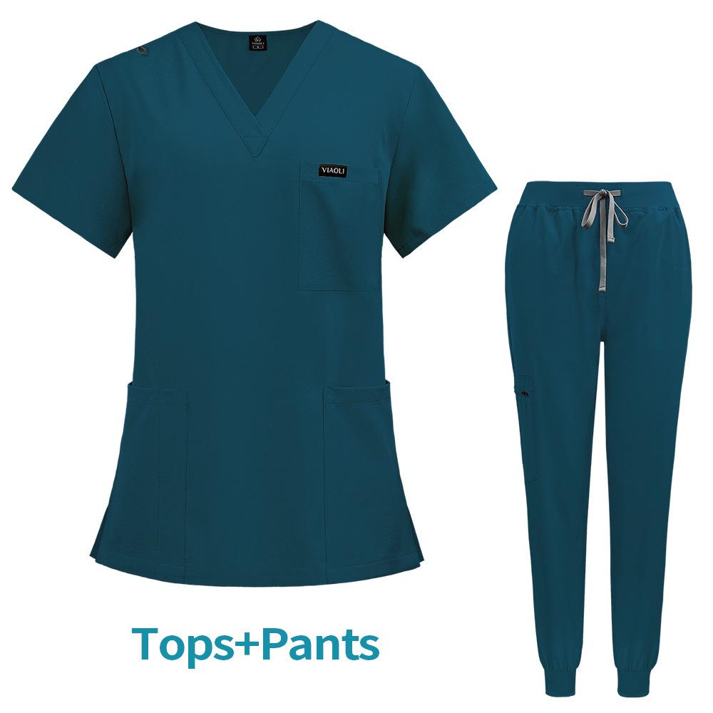 Comfortable Leisure Care Center Daily Practical Work Clothes Set Women Unisex Doctor Hospital Uniform Top Jogger Pants Veterinary Nursing Uniforms