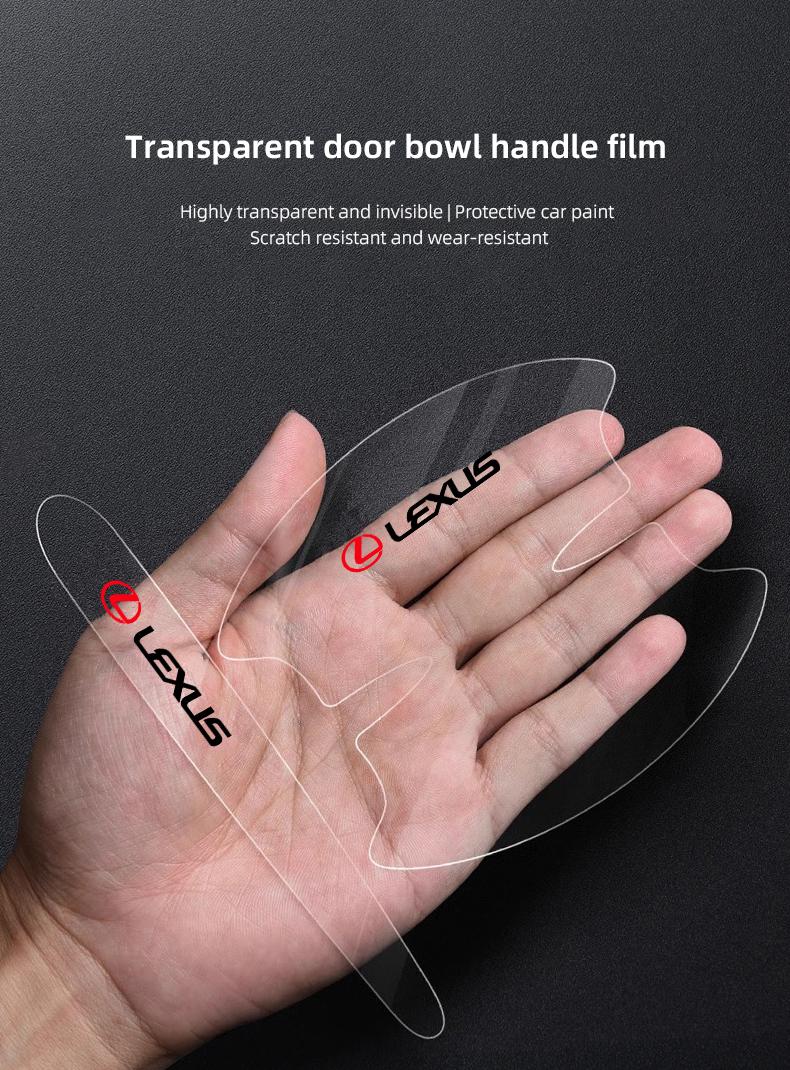 8Pcs Transparent Car Emblem Door Handle Protector Stickers Protection Film Accessories For Lexus IS500 LS460 RC200 LM300 RX450 LX NX350h LC UX CT RZ450e RC300 GX400 GS200t GS300h LS600 RX300 TX LBX HS250