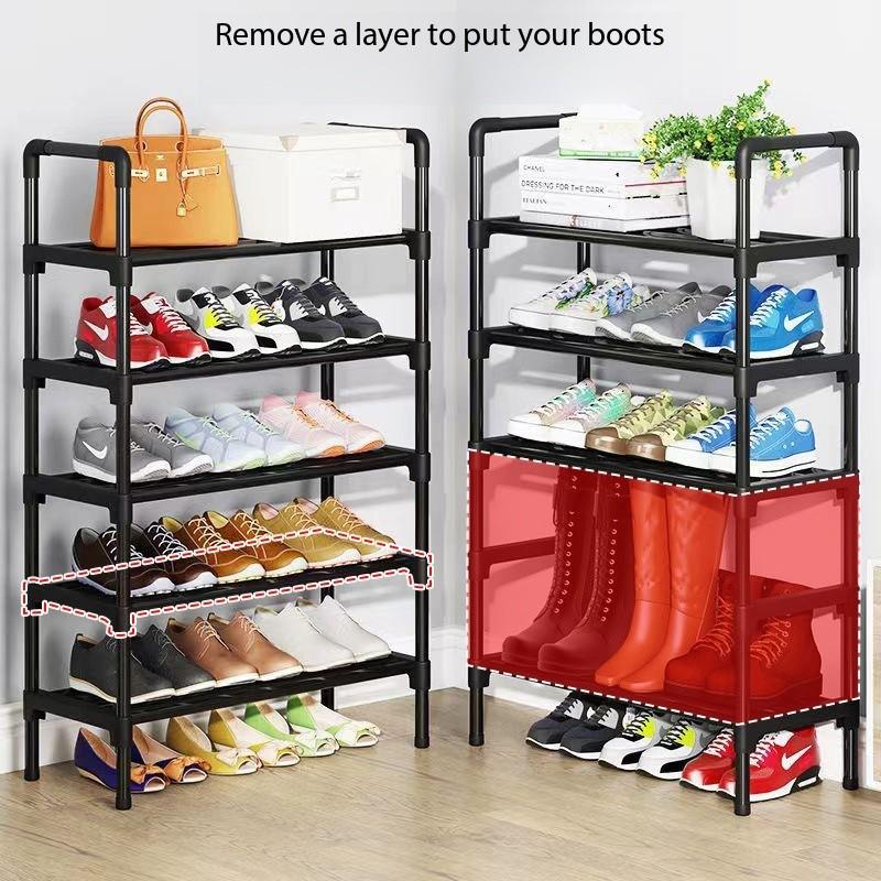 4 Layer Multi-Spec Shoe Rack Shelf, Space Saving Storage Organizer, Home Office Dormitory Use, Wall Closet Entrance Design