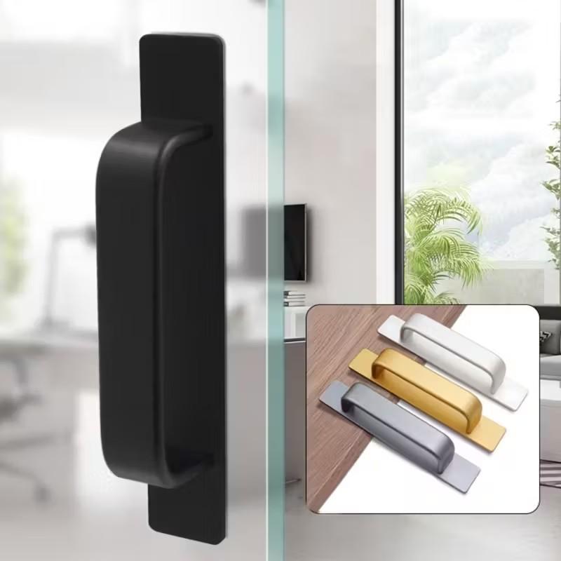Modern Self-Adhesive Aluminum Alloy Door Handle, Easy-Install for Glass & Sliding Doors, Available in, Silver Color