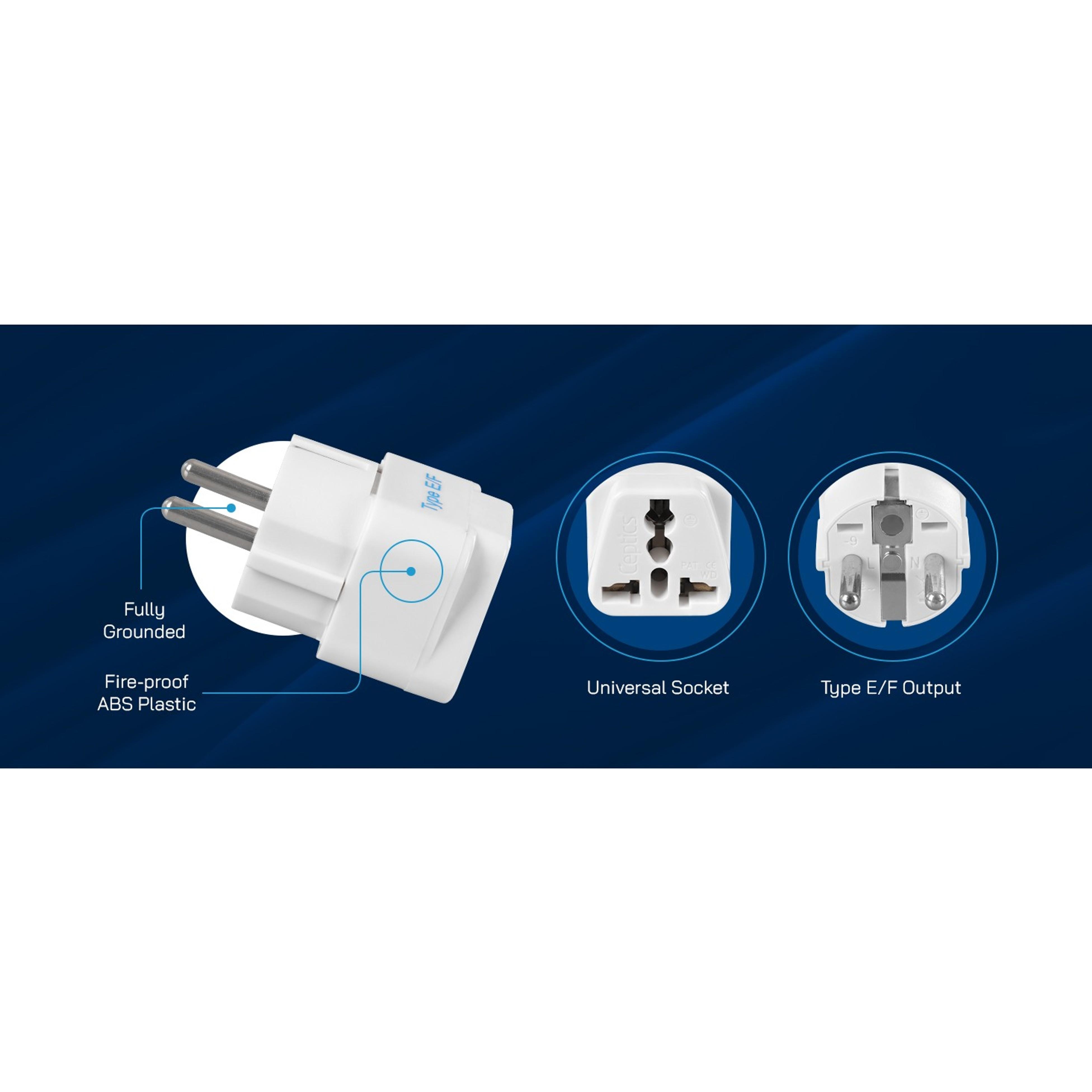 Schuko Germany France Travel Power Adapter, Grounded European Plug Type E/F, USA to Europe EU Socket Adaptor - 3 Pack for Norway, Korea, Spain, Greece, Russia, IcelandGift
