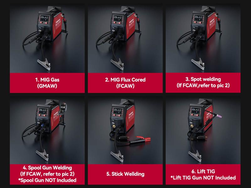 ARCCAPTAIN iControl MIG205 Pro MIG Welder 205A 110V 220V Gas MIG/Gasless Flux MIG/MMA Stick/Lift TIG/Spot Welding/Spool Gun Aluminum 6 in 1 Professional Welder Machine, APP Control Multi-process Welding Machine Tool Electric