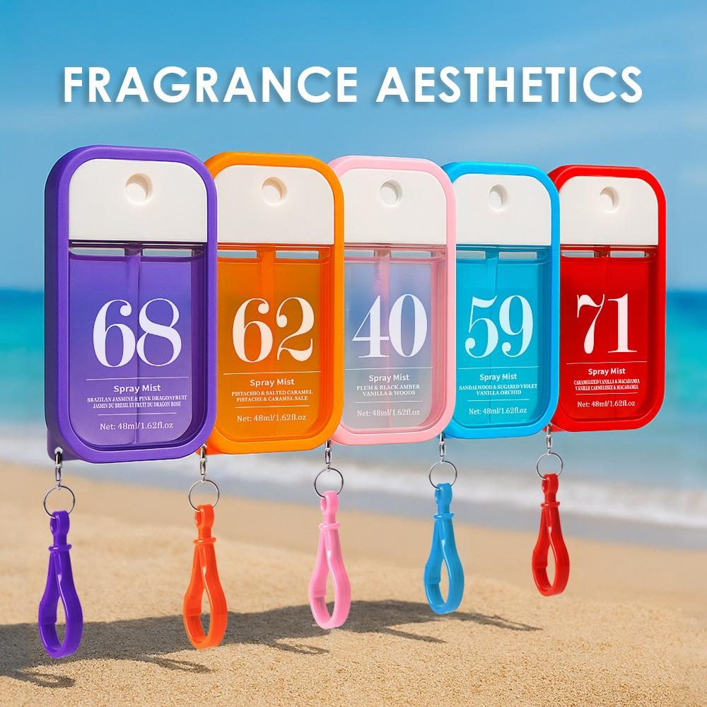 5 Scented Perfume Sprays 48ML Portable Keychain Perfume Unisex Long-Lasting Fresh Body Spray, Non-Toxic Liquid, Recyclable, Fragrance Long Lasting