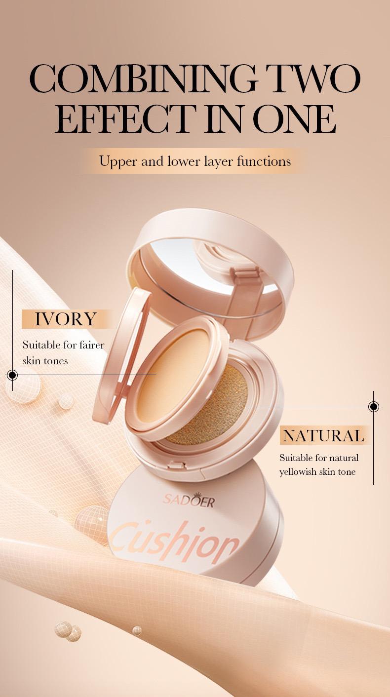 2in1 air cushion bb cream Double-layer concealer set suitable for full face, pink filler-type foundation - 24-hour long-lasting, high coverage matte texture, concealer, Korean-style foundation for creating a perfect makeup look