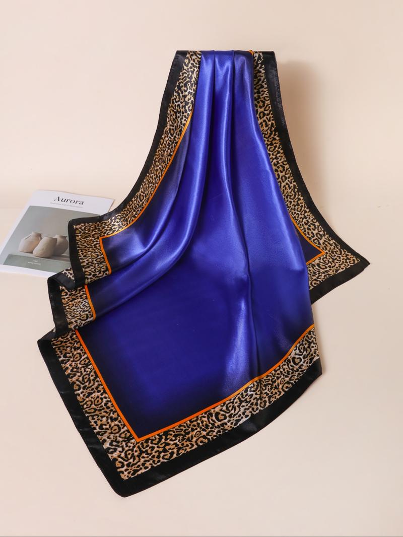 Women's Leopard Print Square Scarf, Fashionable Soft Comfortable Scarf for Daily Wear, Casual Versatile Scarf for Women & Girls