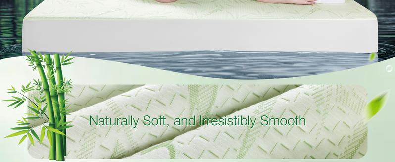 Waterproof Queen & King Size Mattress Protector, Cooling Breathable Bamboo Rayon Bed Cover, with 6"-18" Deep Pocket Noiseless, Soft & Washable for Bedroom, Hotel