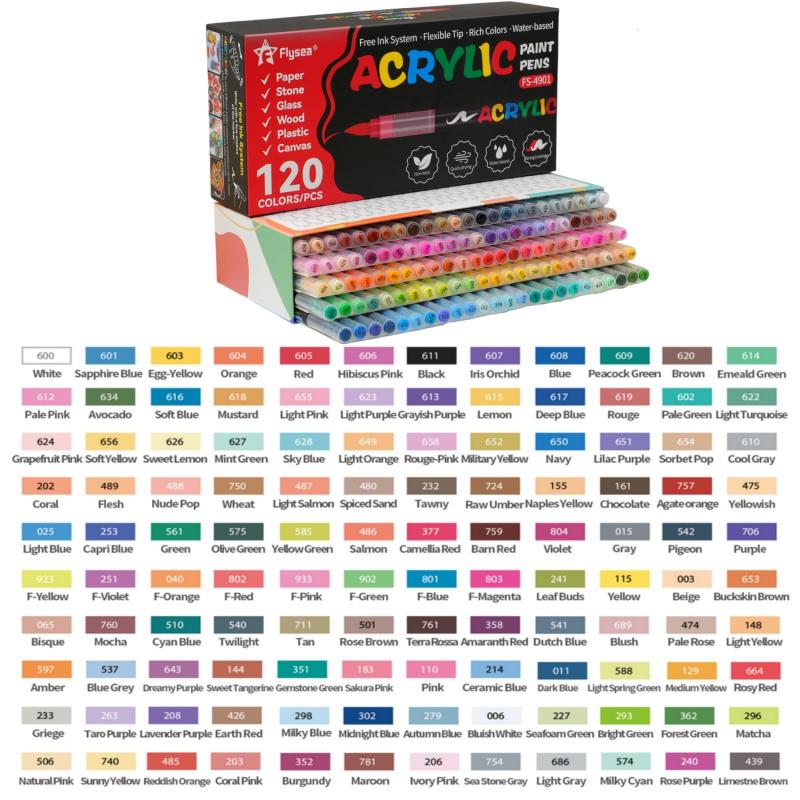Acrylic Paint Markers, Soft Brush Tip Acrylic Paint Pens, Quick-Drying Waterproof Ink, for Rock Painting Plastic Wood Canvas Glass Ceramic Metal Art Crafts Supplies Artist Supplies Christmas Gift