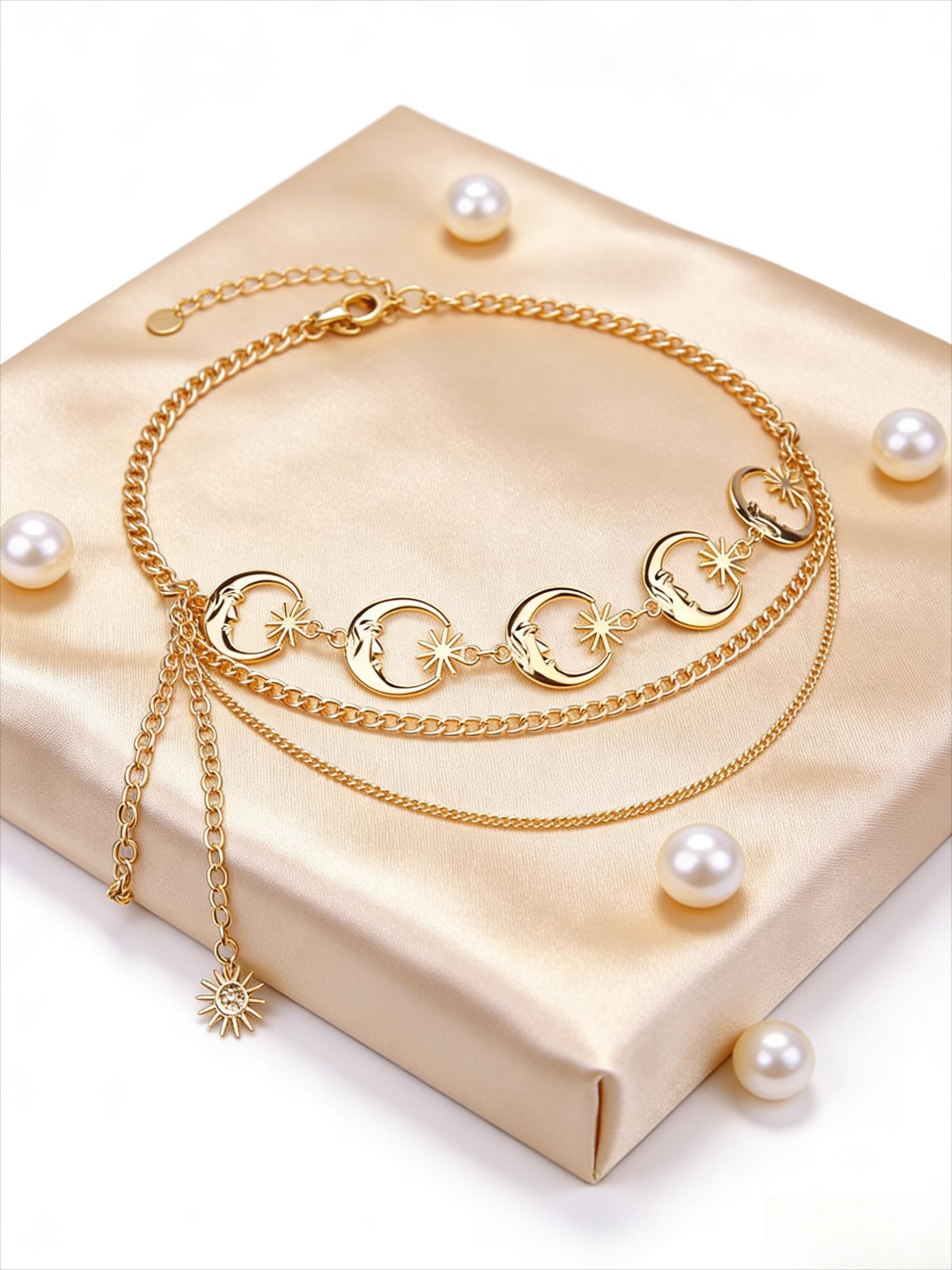 Star moon sun element multi-layer metal waist chain, Y2K Spice Girl style niche design sense body chain, versatile dress waist decorative chain, personalized wear artifact Internet celebrity popular accessories