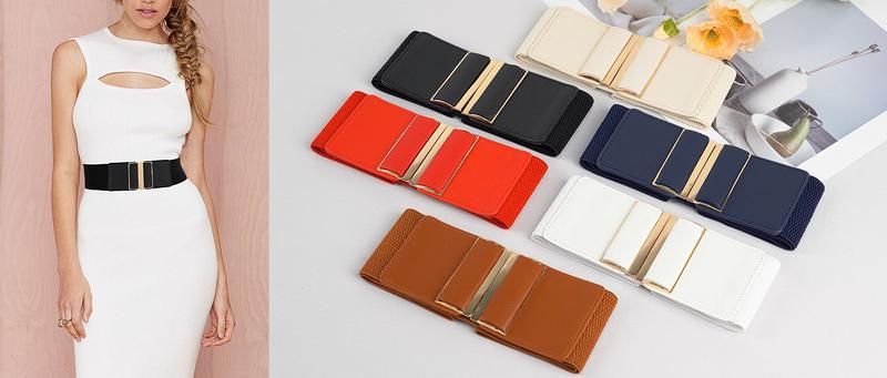 JASGOOD 4 Pack Cosplay Belt Wide Elastic Stretch Waist Belts for Women Dress