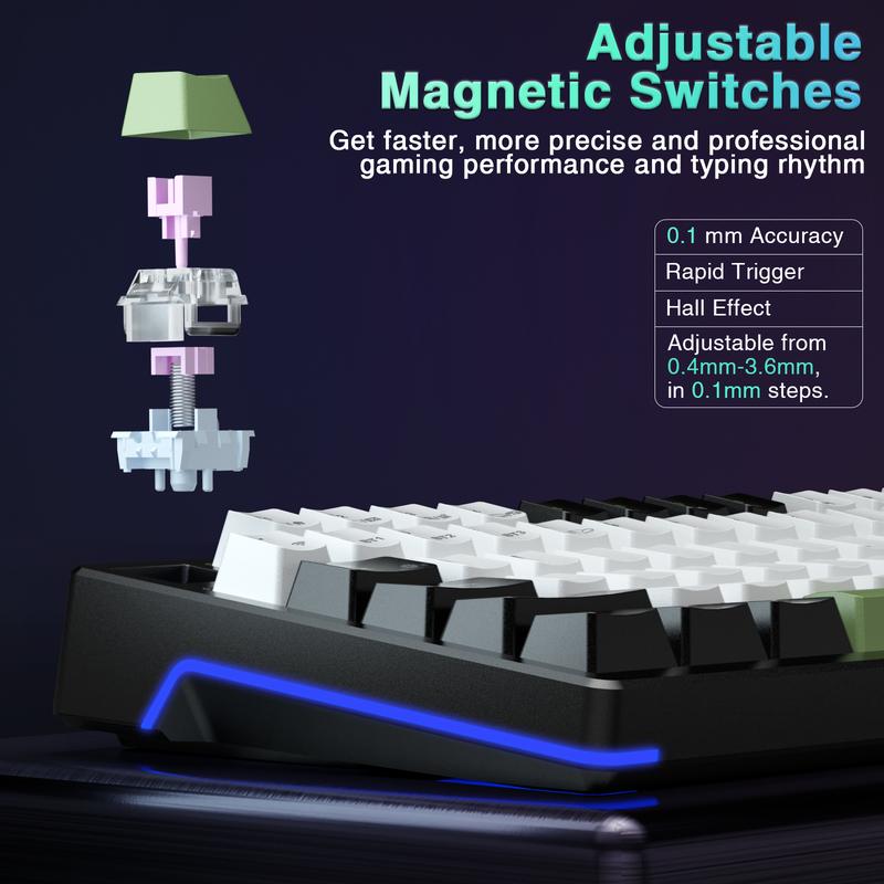 AULA F98X Wireless Full Size Mechanical Gaming Keyboard, Magnetic Switch, RGB Backlit, Tri-Mode BT5.0/2.4GHz/USB-C, Gasket Hot Swappable, Bluetooth office computer keyboard  boyfriend gift game keyboard computer accessories TikTokShopfalldealsforyou